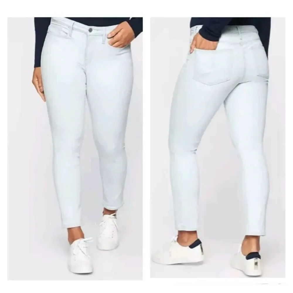 athleta sculptek skinny jeans frayed hems mid rise biscayne light wash size 6
